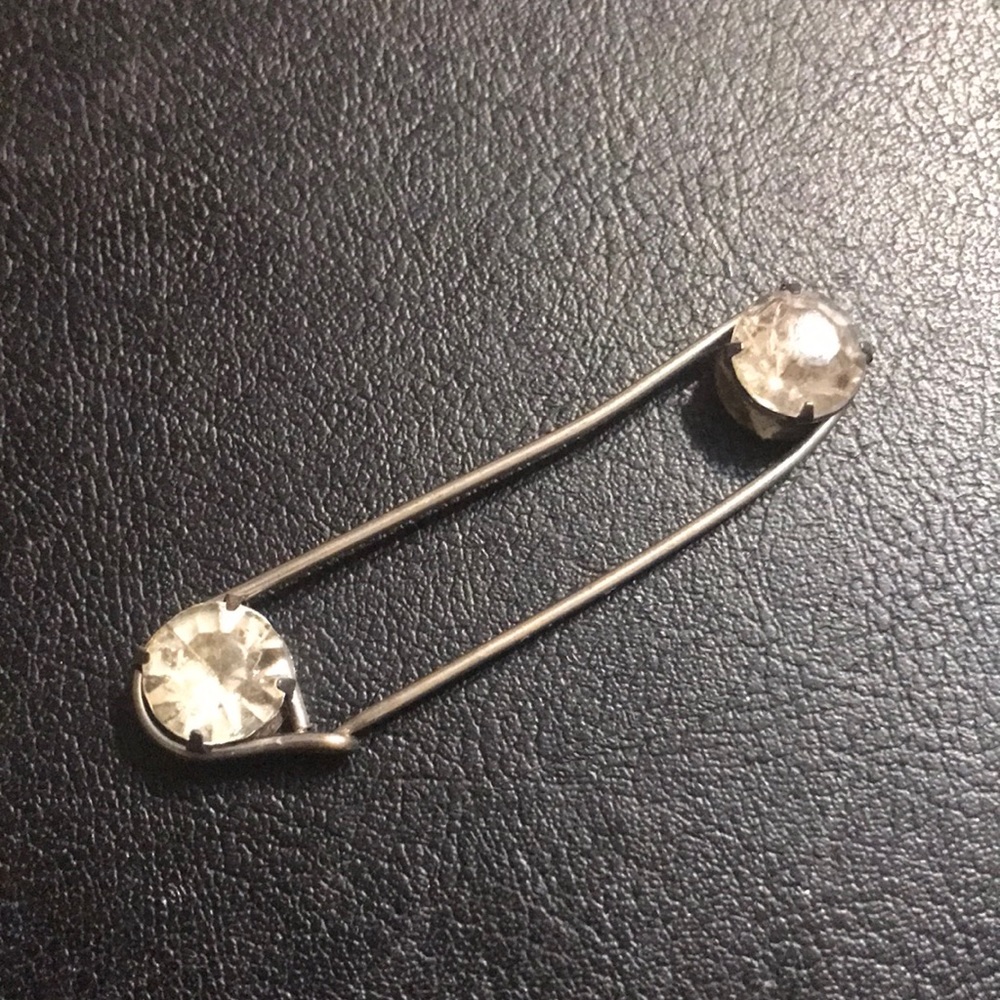 Vintage Safety Pin Crystal Brooch